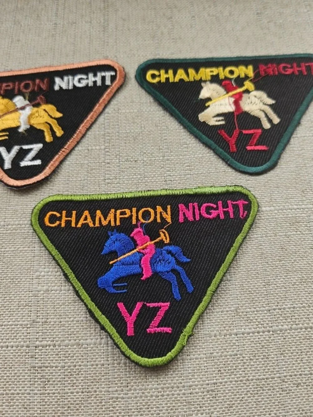 Lot of 3 Iron on Patches for Jackets Clothes Craft Embroidery Champion Night NEW - Picture 2 of 12